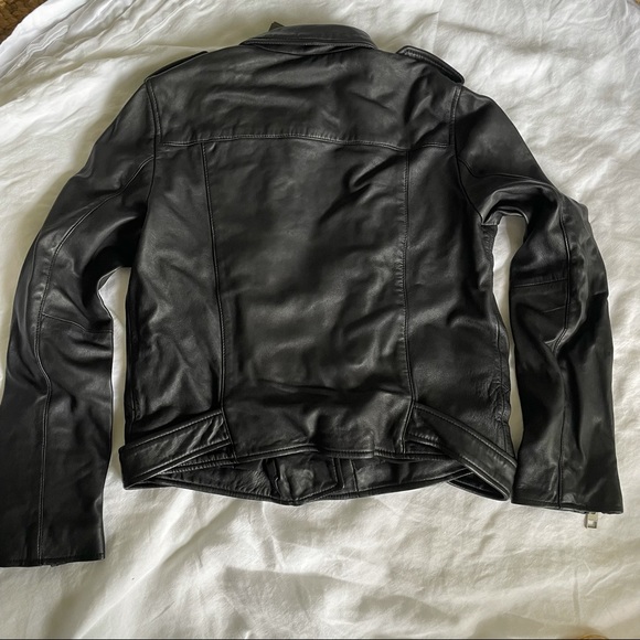 AllSaints Balfern Leather Biker Jacket Black US 10, UK 14 - Picture 6 of 12